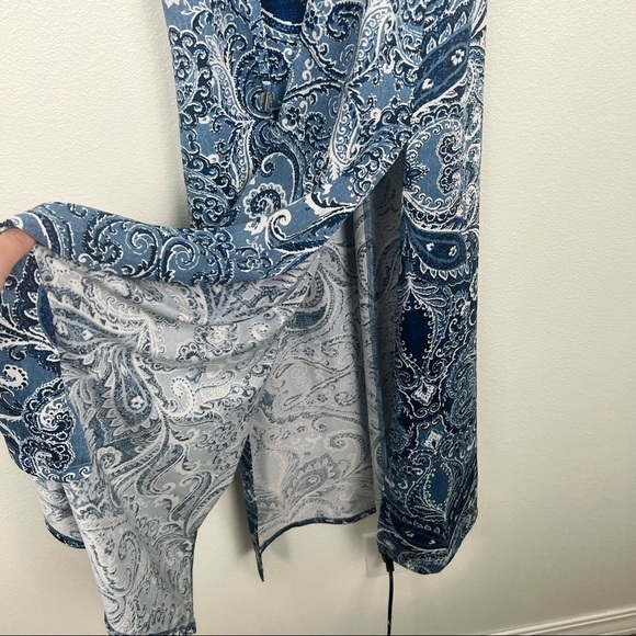 ELIZA J cold shoulder paisley waist‎ tie maxi dress blue 4 - Picture 5 of 8